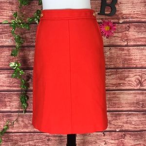 Talbots Skirt 4 Bright Coral Gold Buttons Pique